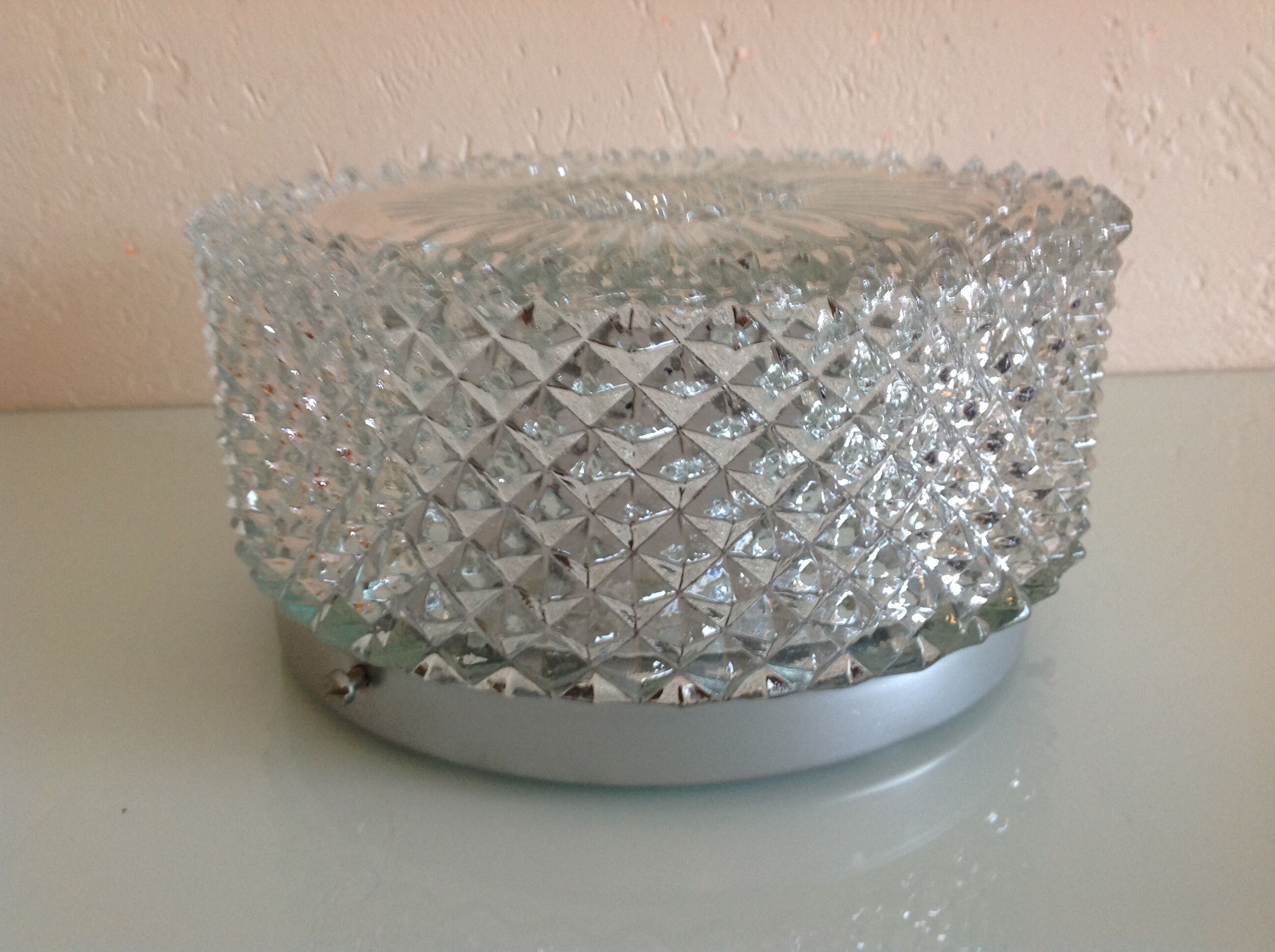 Plafonnier rond pointes de diamant / vintage années 60-70