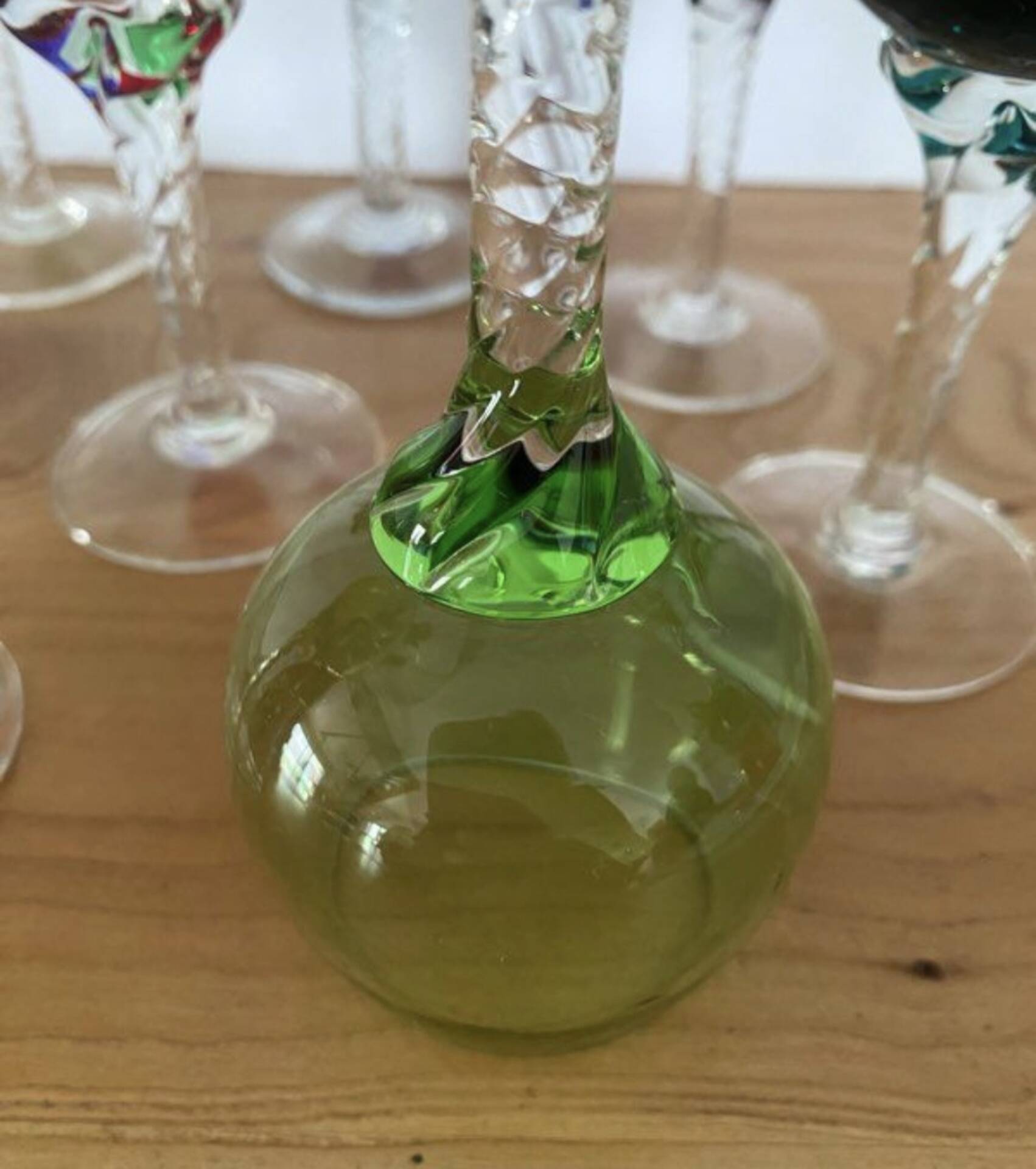 7 stemmed glasses from the Venetian glassworks of Murano from the 70s/80s.
