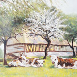 Oil on wood framed and signed Henri Merlet, 124x63 cm