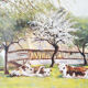 Huile sur bois encadrée et signée Henri Merlet, 124x63 cm