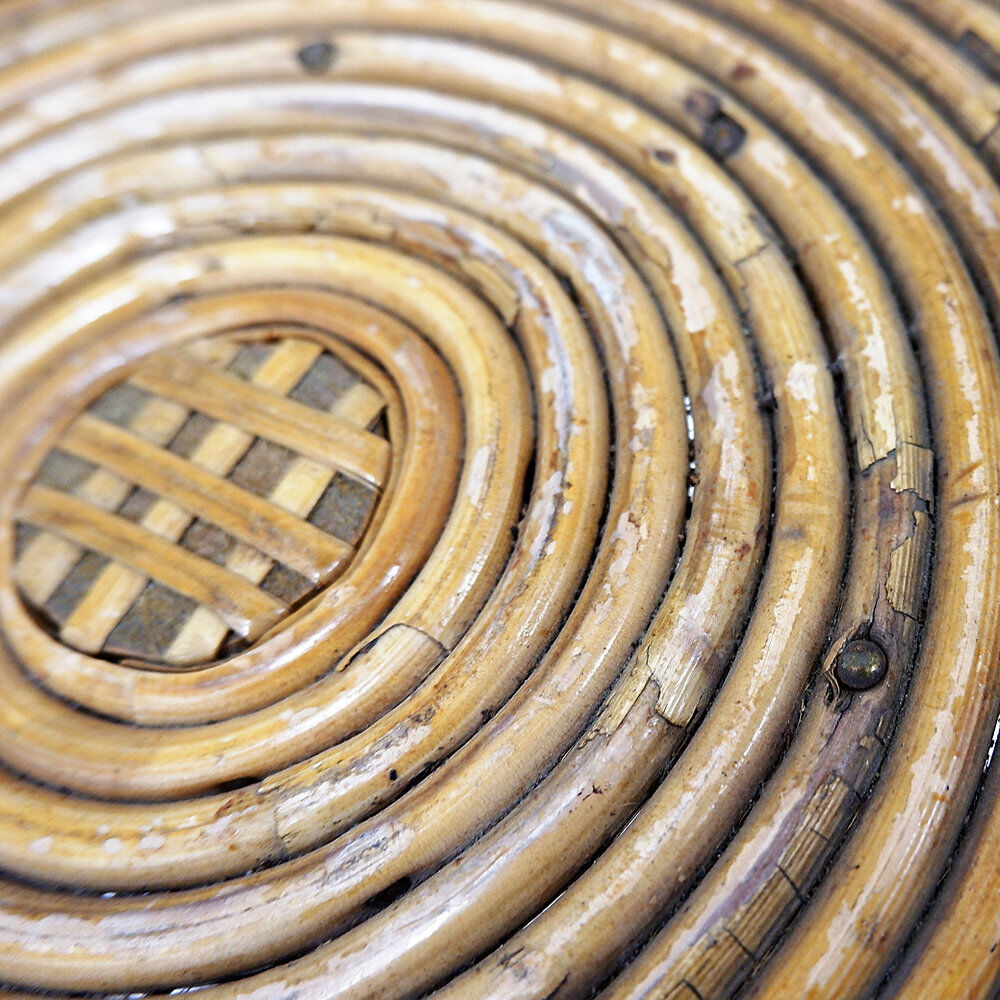 Bohemian plant stand or side table in rattan and bamboo - 1960s