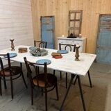 Patinated trestle table