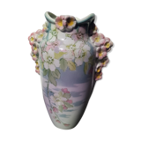 K&G Luneville ceramic vase with vintage flower decor