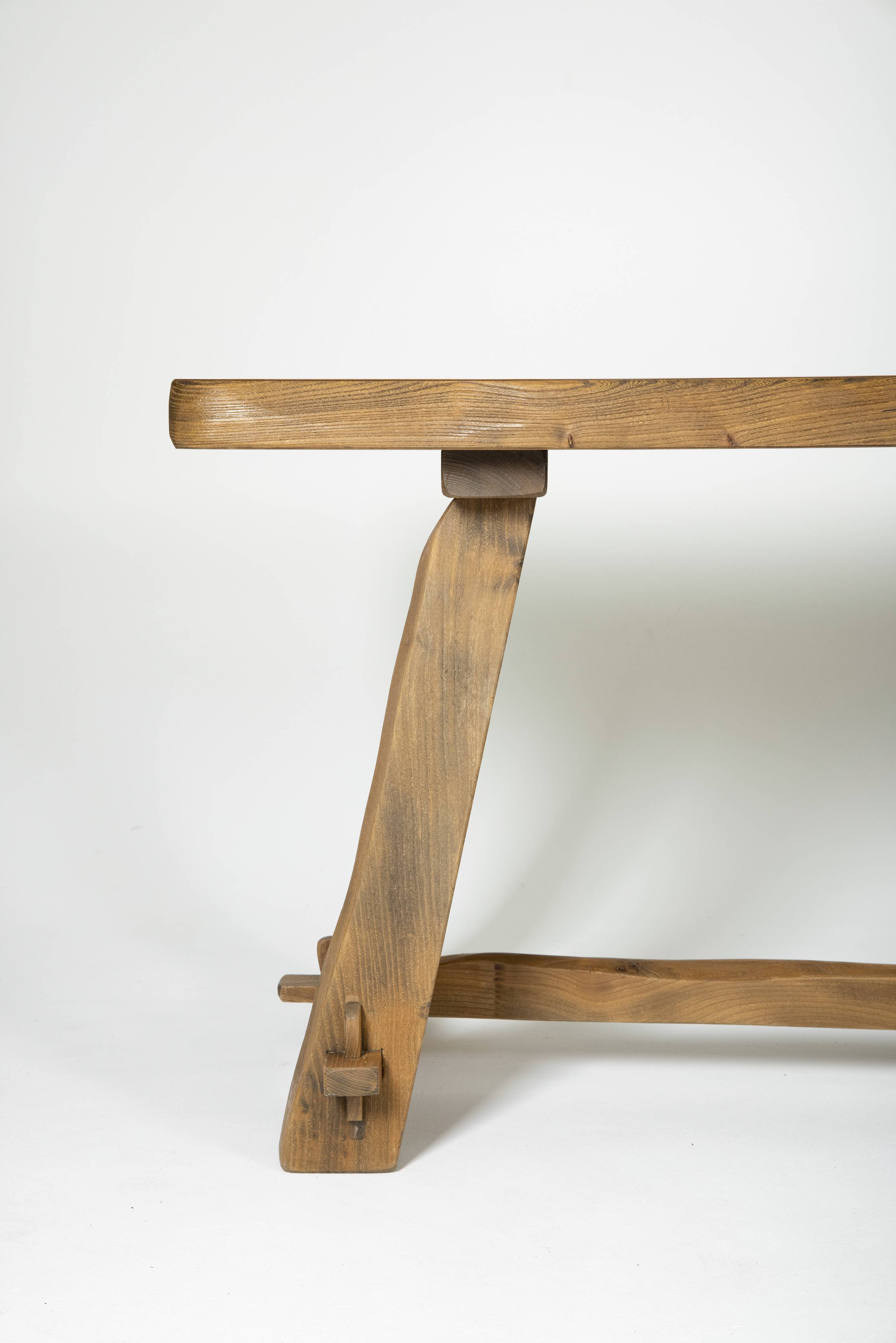Elm table by Aranjou, France 1970s