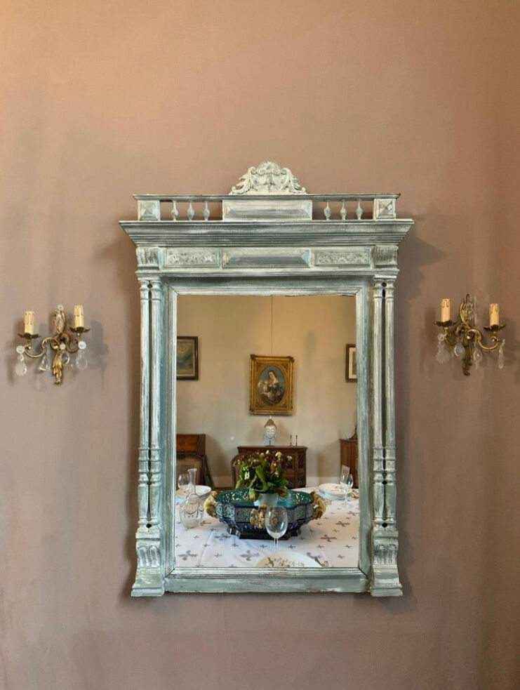 Neo-Renaissance mirror in patinated wood 19th century