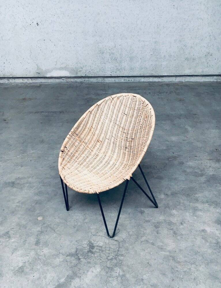 Mid-Century Modern Design Egg Basket Wicker Chairs, Italy, 1950s, Set of 3