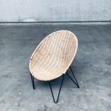 Mid-Century Modern Design Egg Basket Wicker Chairs, Italy, 1950s, Set of 3