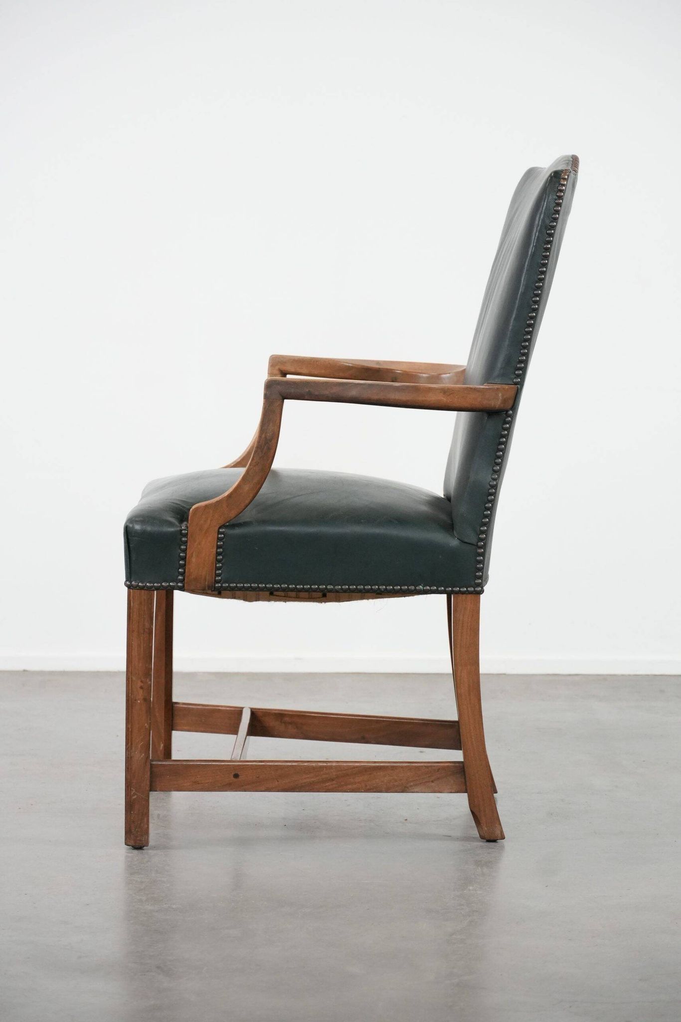 Old English cowhide and wooden Gainsborough side/desk chair
