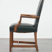 Old English cowhide and wooden Gainsborough side/desk chair