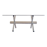 Table design basse chrome et verre années 70