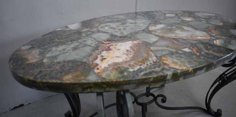 Marble and Forged Iron Low Table - 1950