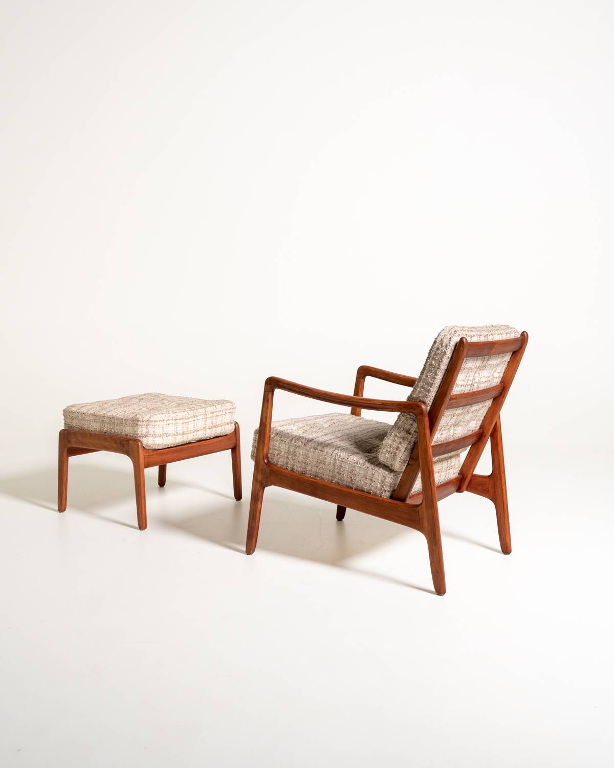 Model 109 Armchair by Ole Wanscher with Footstool, 1950s