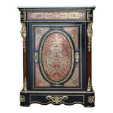 Meuble d'appui Napoléon 3 (fin XIXeme), marbre, marqueterie Boulle.