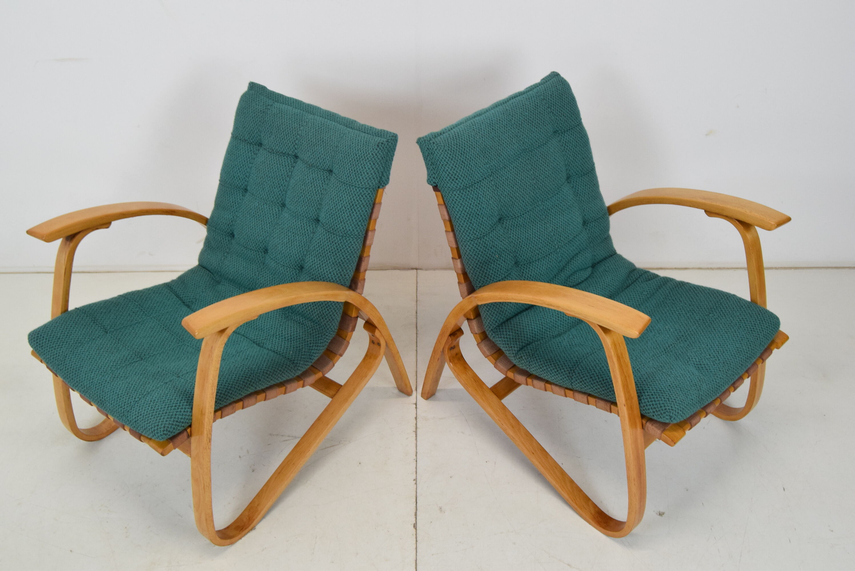 Pair of Bent Beechwood Armchairs,Design Jan Vaněk,1930's.