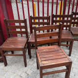 Set of 8 Antique Brutalist Dining Chairs