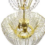 Kamenický Šenov crystal chandelier, gilded brass, 1970s, Czechoslovakia