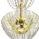 Kamenický Šenov crystal chandelier, gilded brass, 1970s, Czechoslovakia