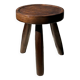 Low hollow upcycled teak tripod stool - Small brown solid wood stool circular seat cr