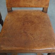 Set of 2 Wooden and Sheepskin Leather Dining Chairs from the Early 1900s