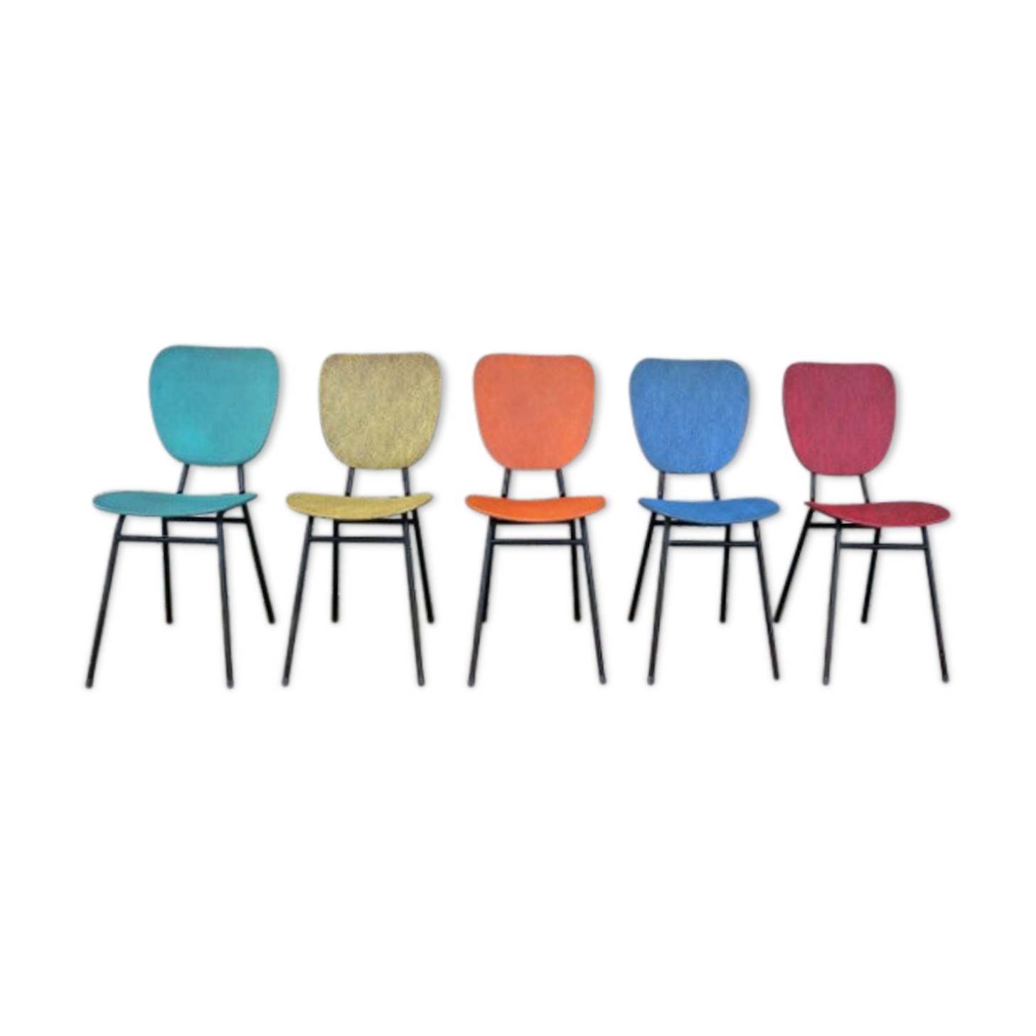 5 vintage skai metal chairs 60 years