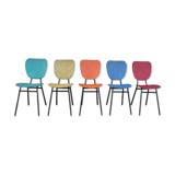 5 vintage skai metal chairs 60 years