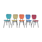 5 vintage skai metal chairs 60 years