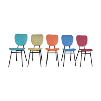 5 vintage skai metal chairs 60 years