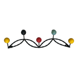 Coat rack hook 5 twisted multicolored balls circa 1960