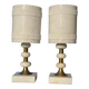 2 white alabaster and brass bedside lamps from the 60s