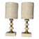 2 white alabaster and brass bedside lamps from the 60s