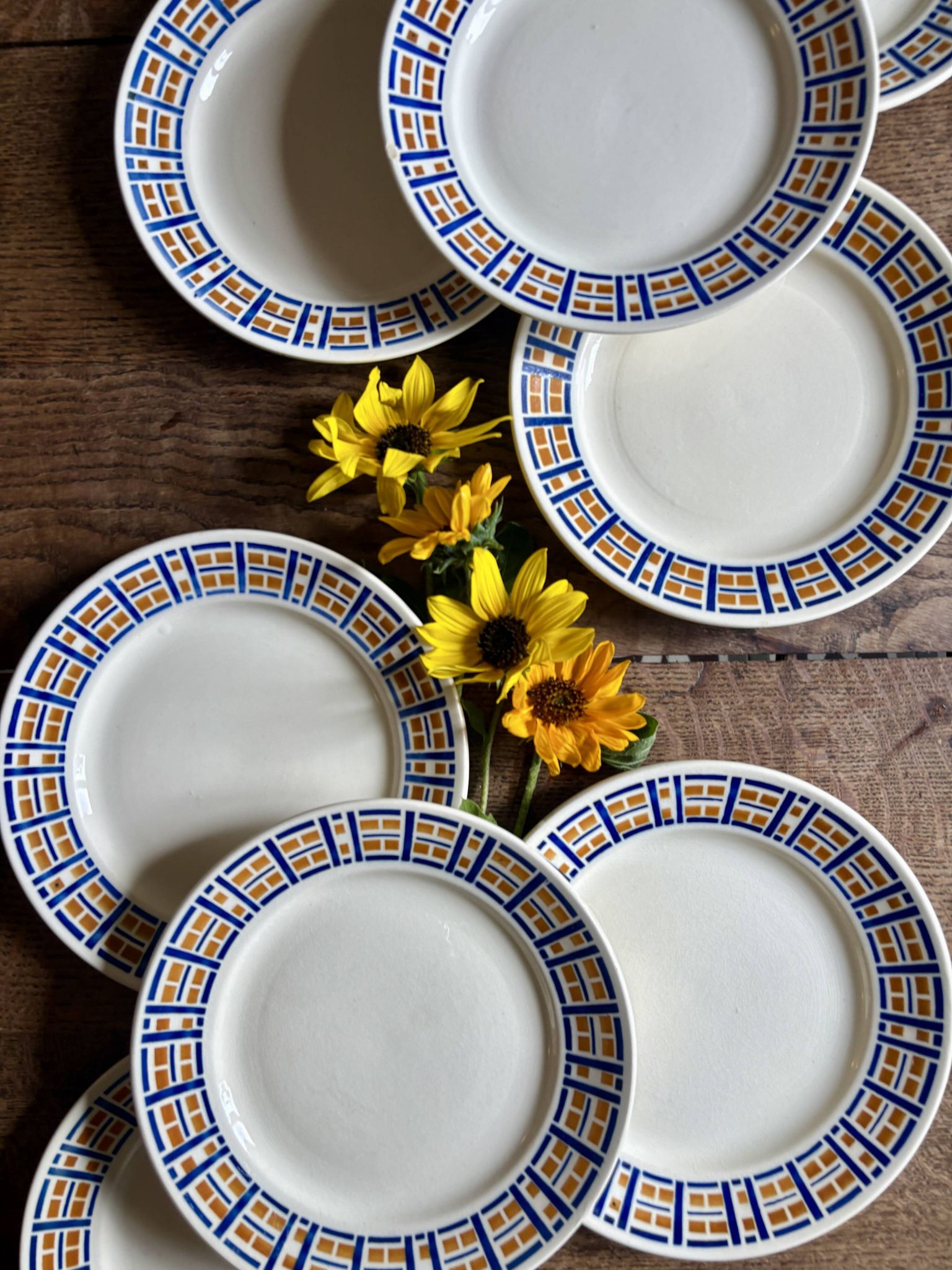 Set of 8 antique flat plates - Robinson de Badonvillier