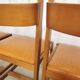 Lot de 4 chaises de salle à manger vintage / design sculptural en bois des années 70, cuir marron