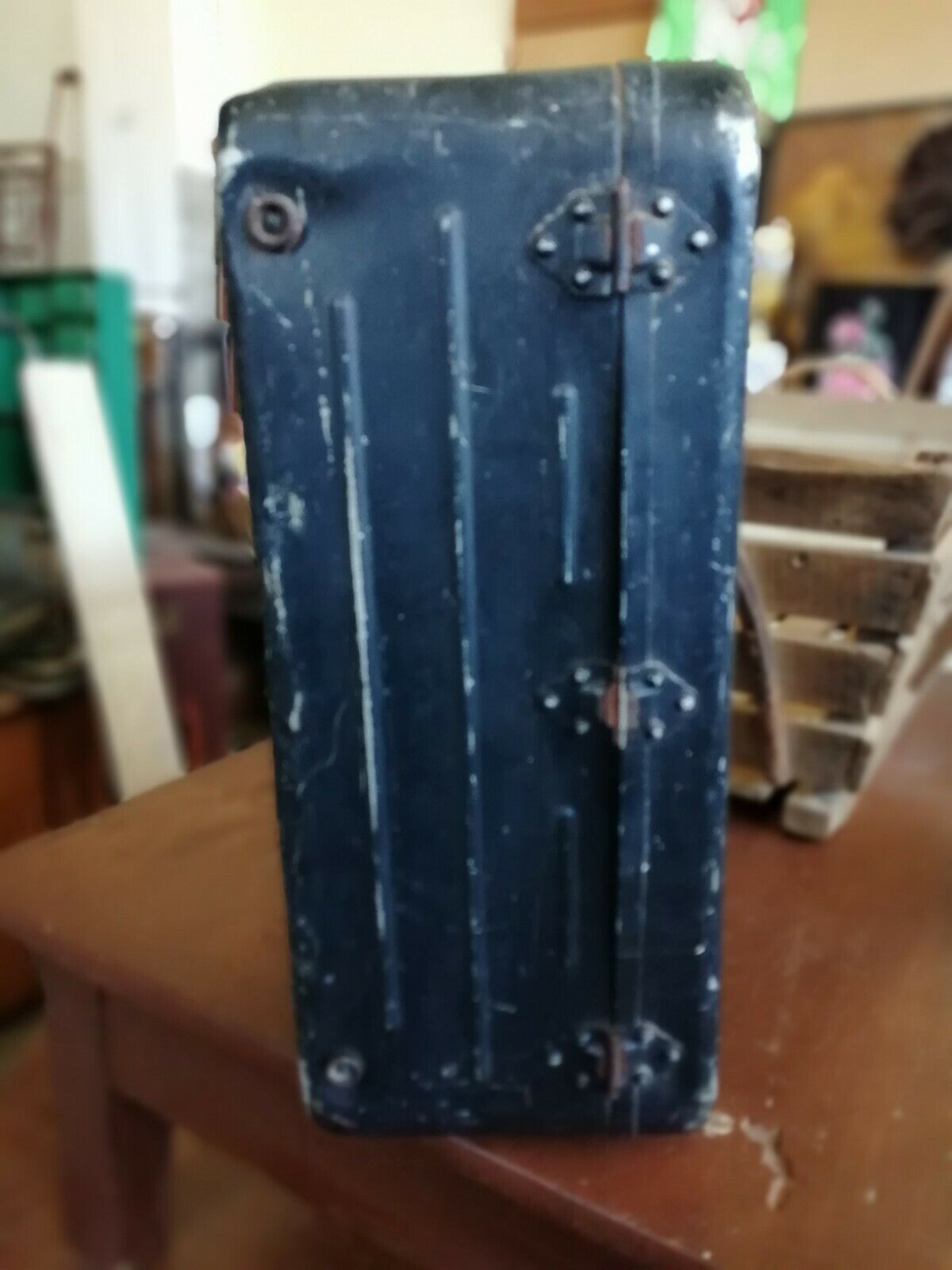 Beautiful old suitcase Vintage 1970s in marine metal army boat captain