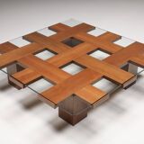 Table basse en noyer, Italie, années 1970