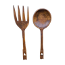 Pair of large decorative wood cutlery