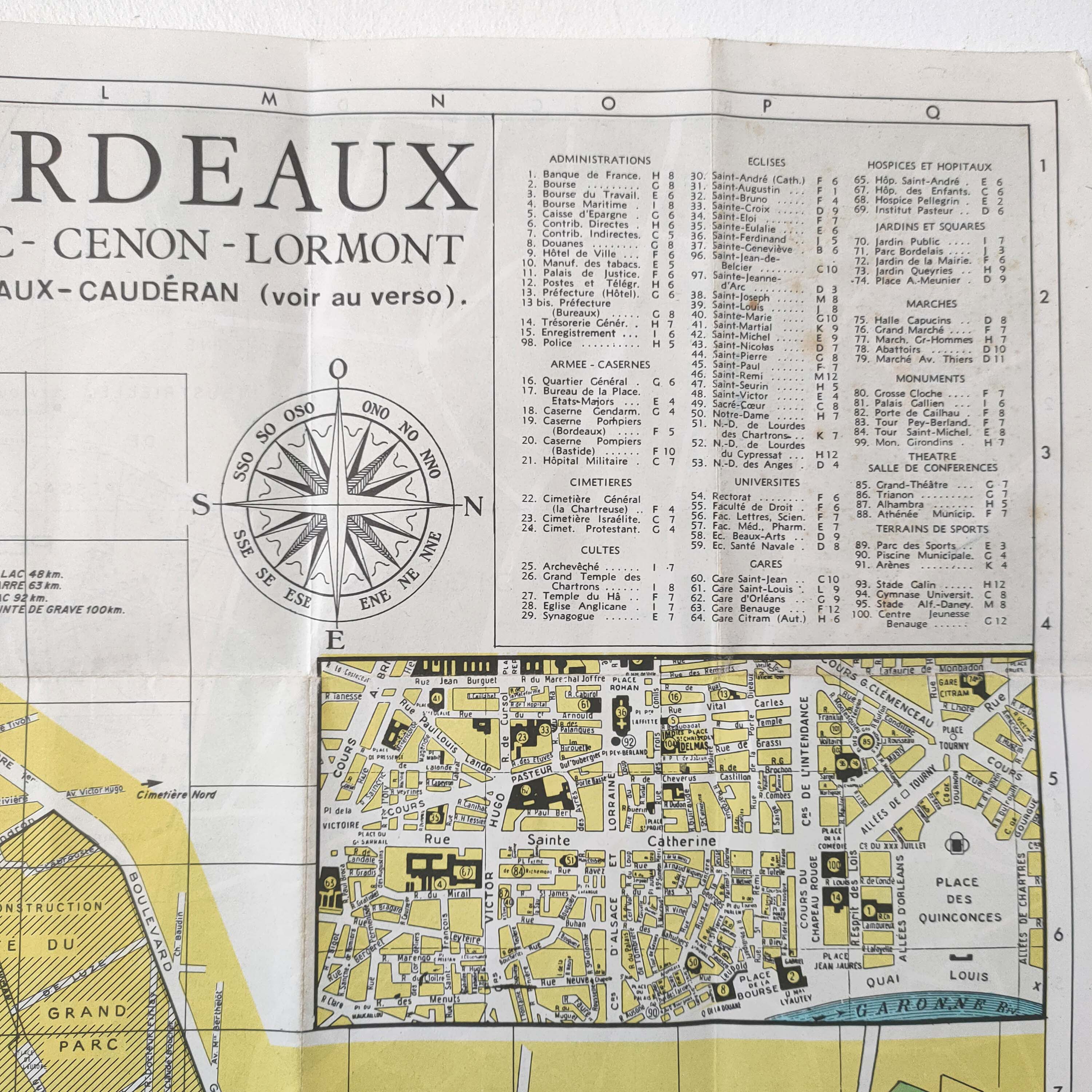 Vintage map Bordeaux and its suburbs