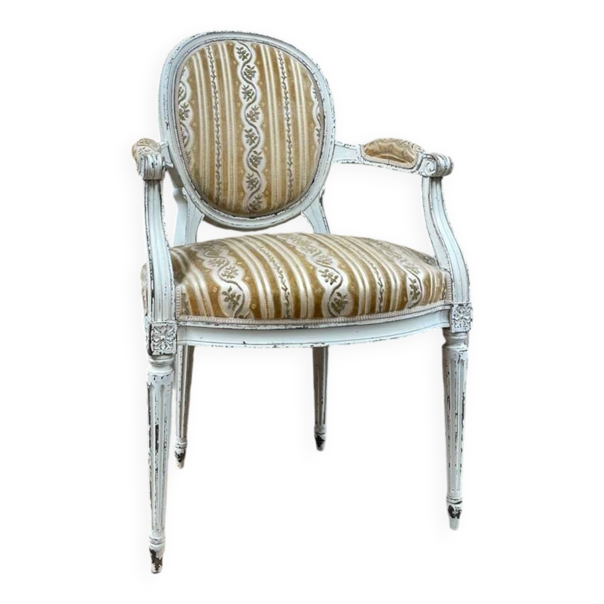 Fauteuil français de style Louis XVI avec revêtement