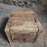 French antique oak safe, lockable rustic chest, circa 1750–1850.