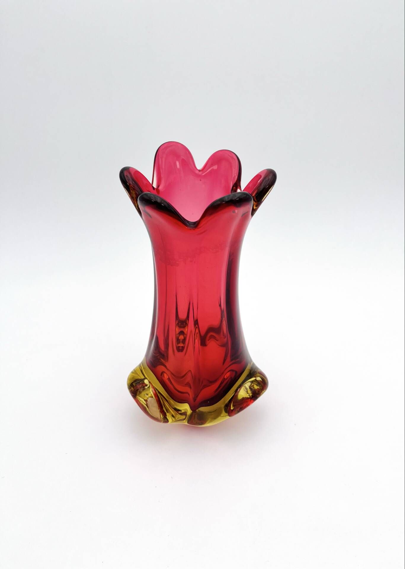 Murano Vase Organic Red Yellow 21cm 1.1kg