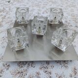 Vintage Aluminum and Glass Pendant Lamp