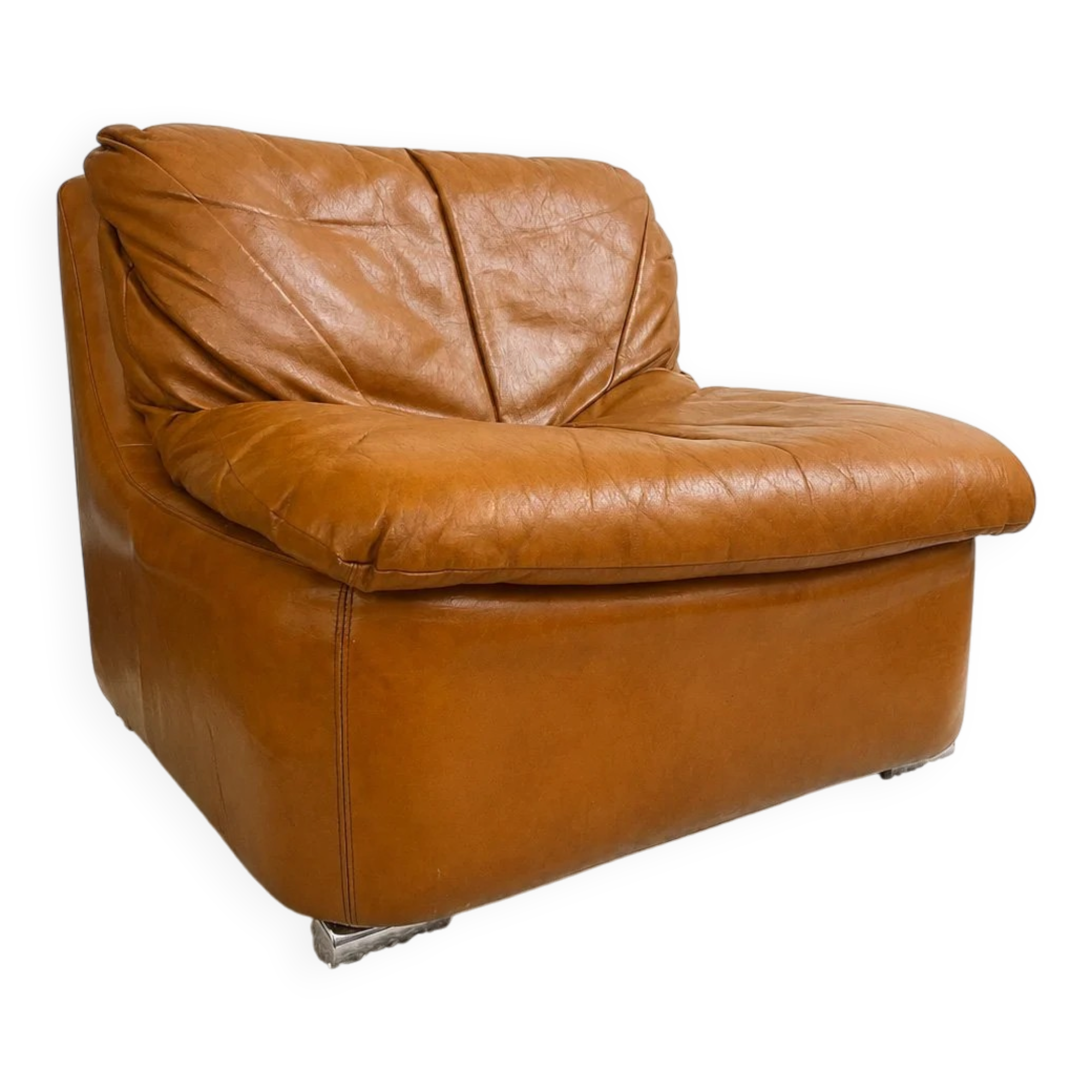 Modular armchair in cognac colour, France, 1970s.