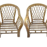 Paire de fauteuils en rotin