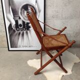 Bamboo folding armchair and caning