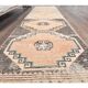 Vintage orange Turkish hand-knotted runner 81x356