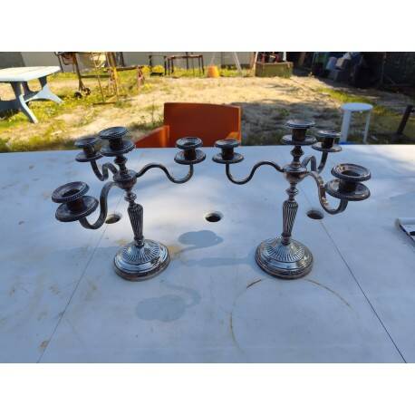 Pair of silver-plated candelabra