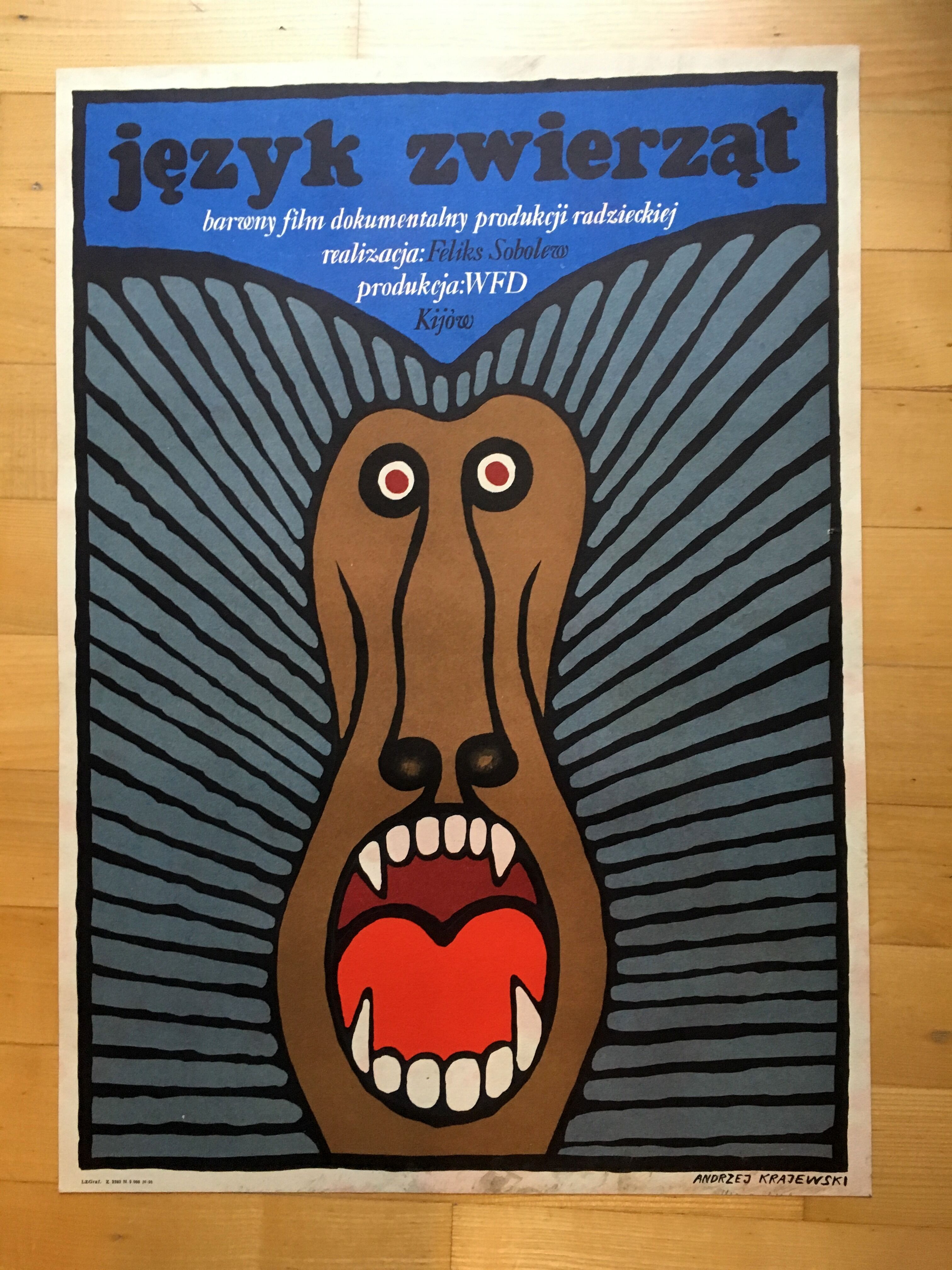 Polish movie poster “Język zwierząt” designed by A. Krajewski, 1969