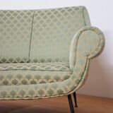 Curved silk sofa by Gigi Radice, 1950