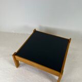 Modernist two-sided beech coffee table, 70s