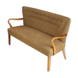Beech wood sofa with curved armrests, 1940s/50s