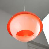 Suspension italienne Space Age en plexiglas orange et laiton, années 1970